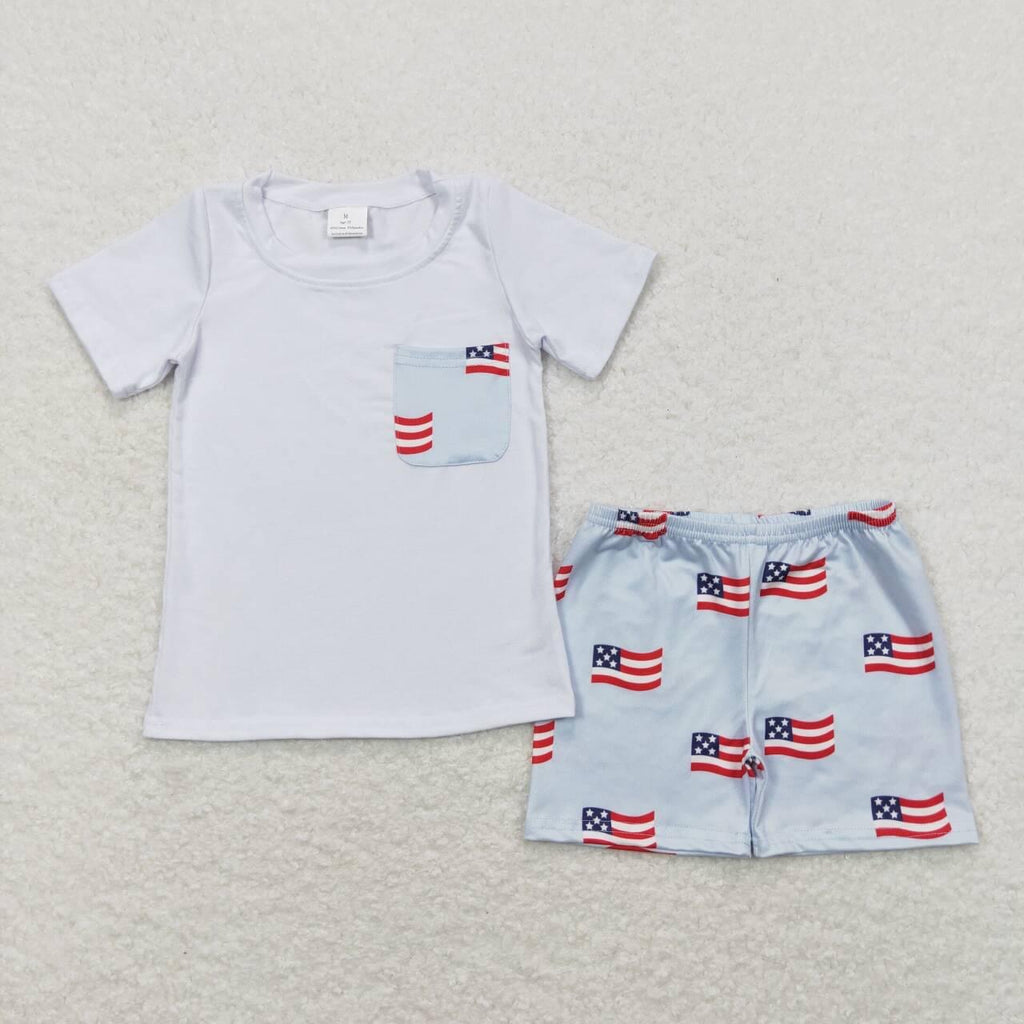 Flags and freedom pocket shirt boy short set
