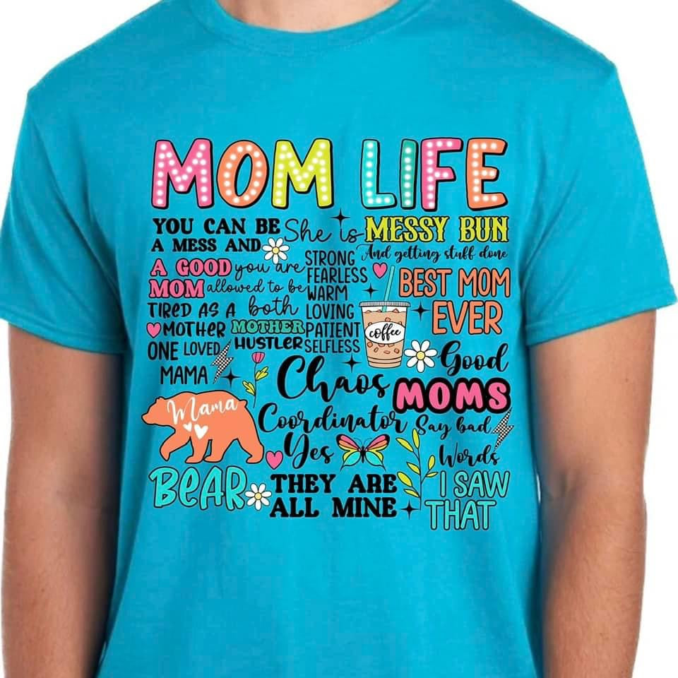 Mom life aqua Adult tshirt