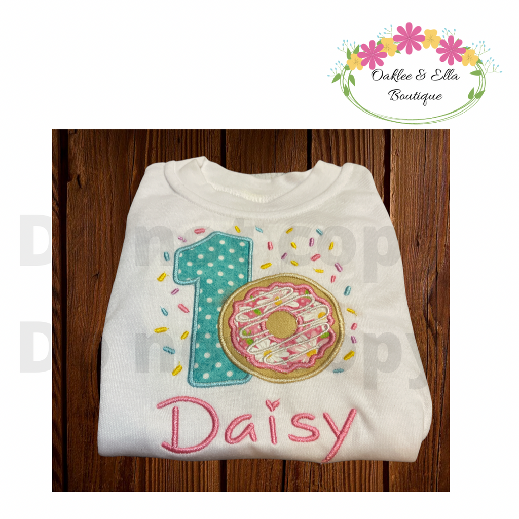 Embroidered Appliqué donut tshirt