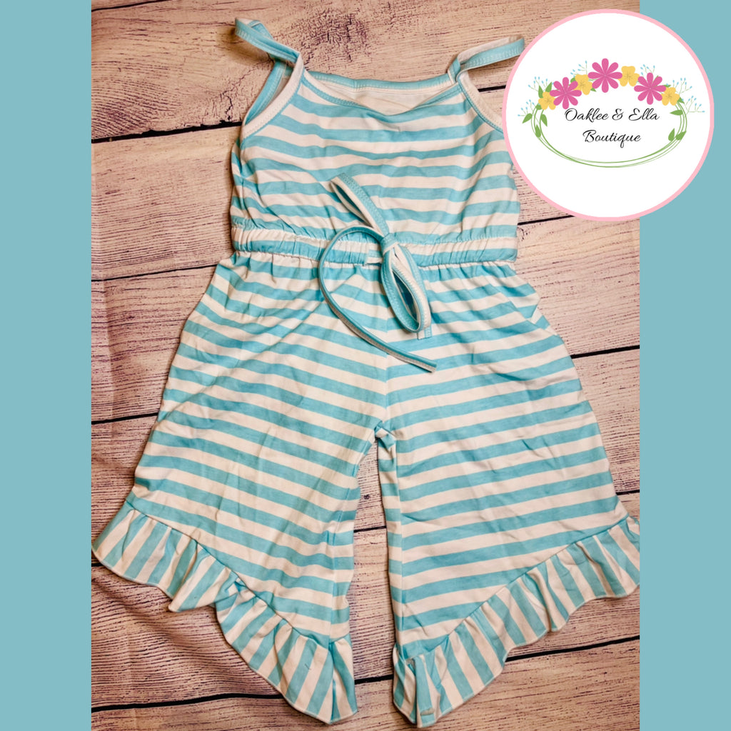 So Blue stripe Romper -personalization Available 💙RTS