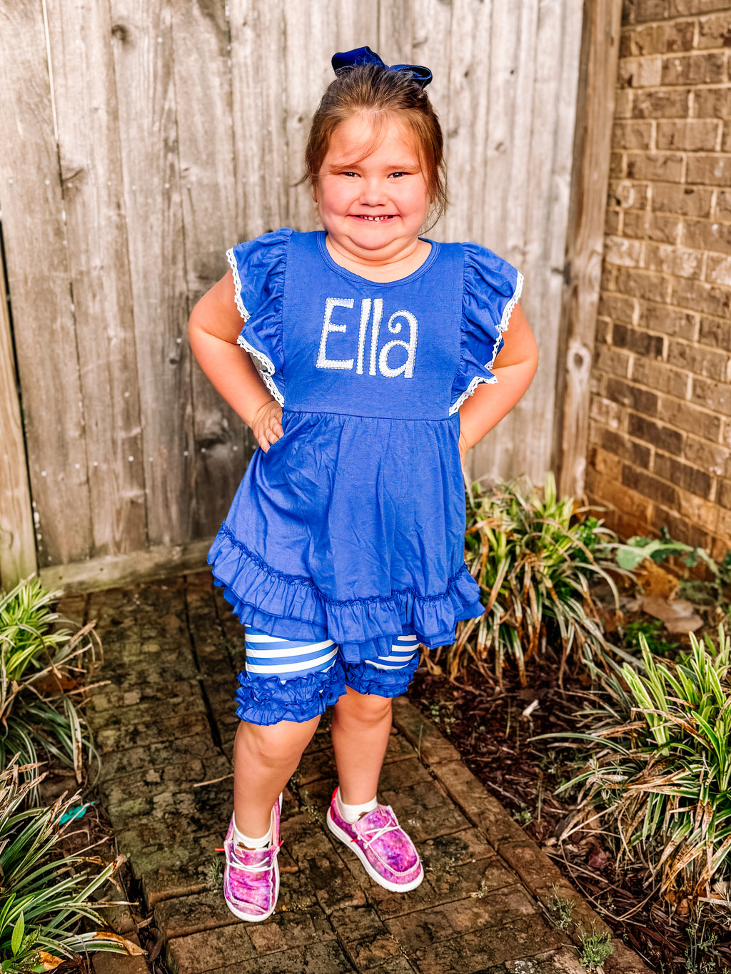 Royal Blue ruffle short set
