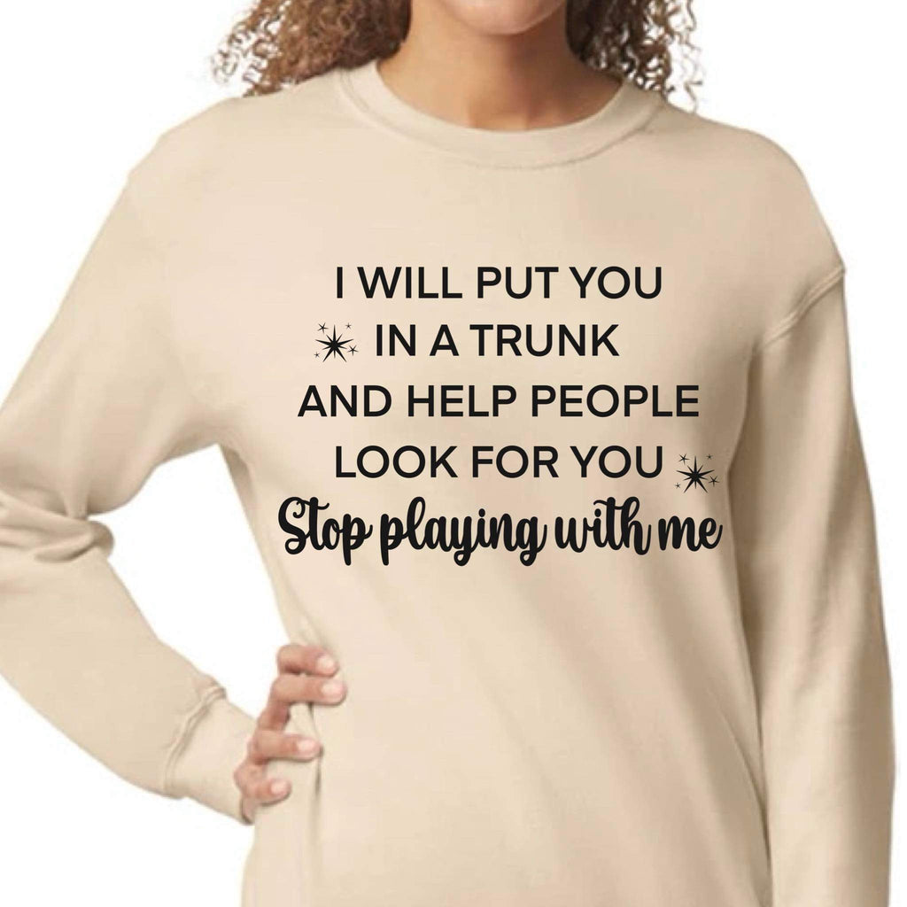 In trunk Adult cream crew sweatshirt