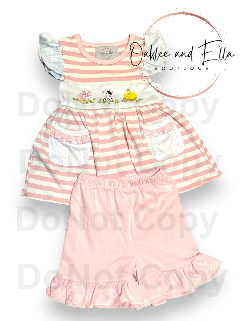 Pink cute farm embroidered set-PRE ORDER 6/8 week CUSTOM EXLUSIVE