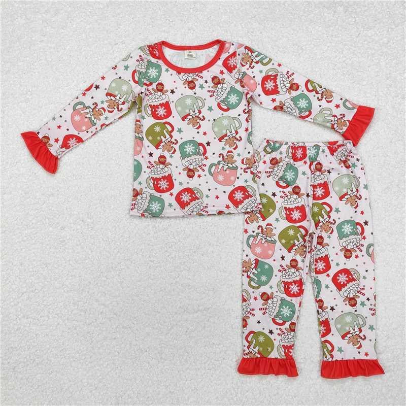 Hot cocoa gingerbread ruffle pajamas