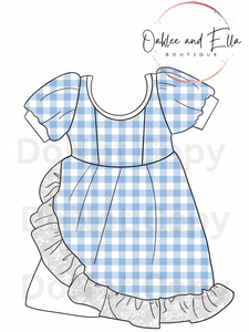 Blue gingham petal dress Handmade Dress