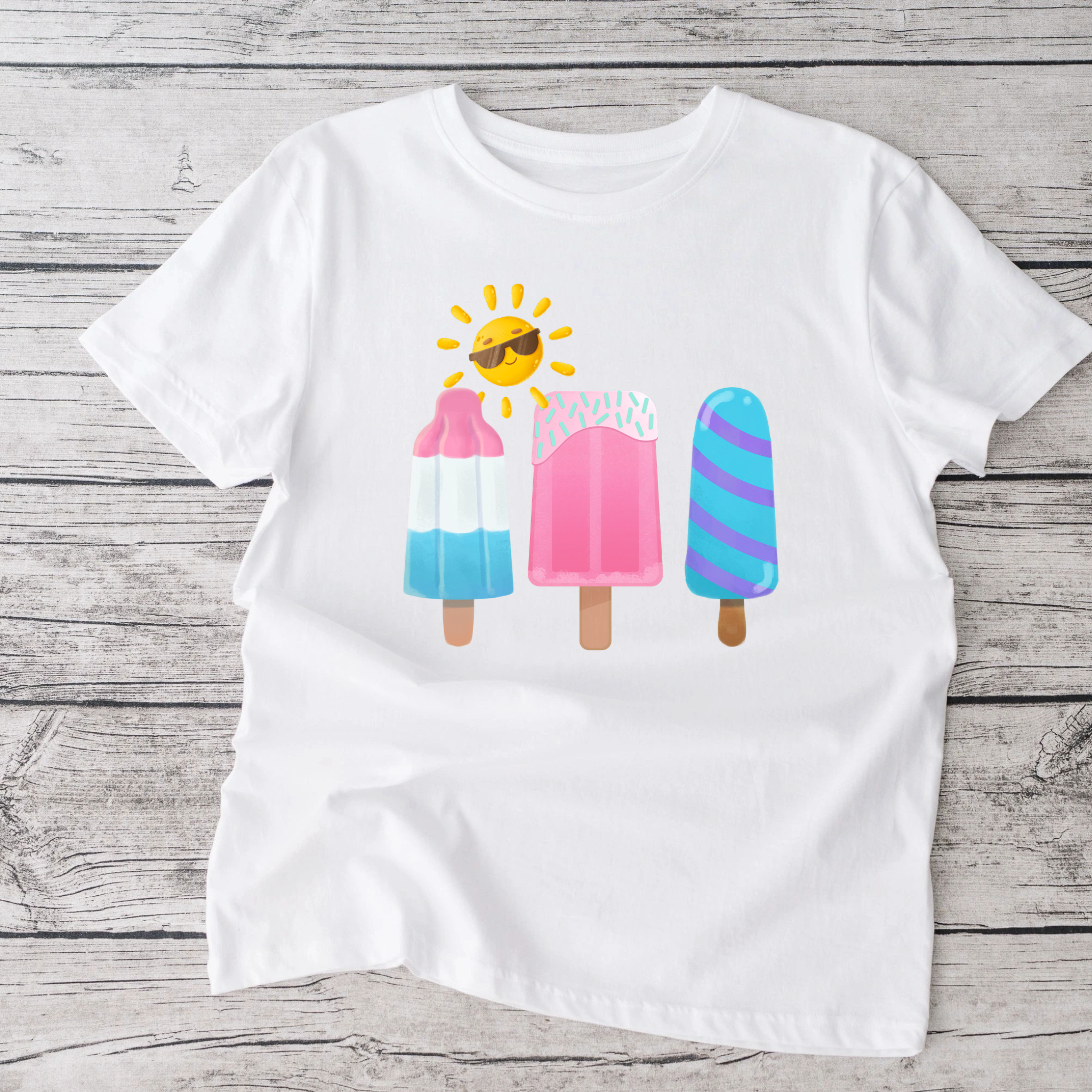 Summer popsicle  white short sleeve  tshirt