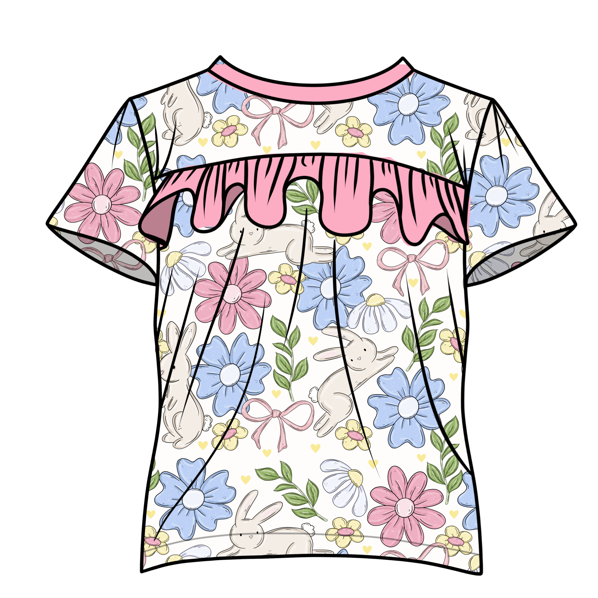 Sweet bunny ruffle chest layer shirt