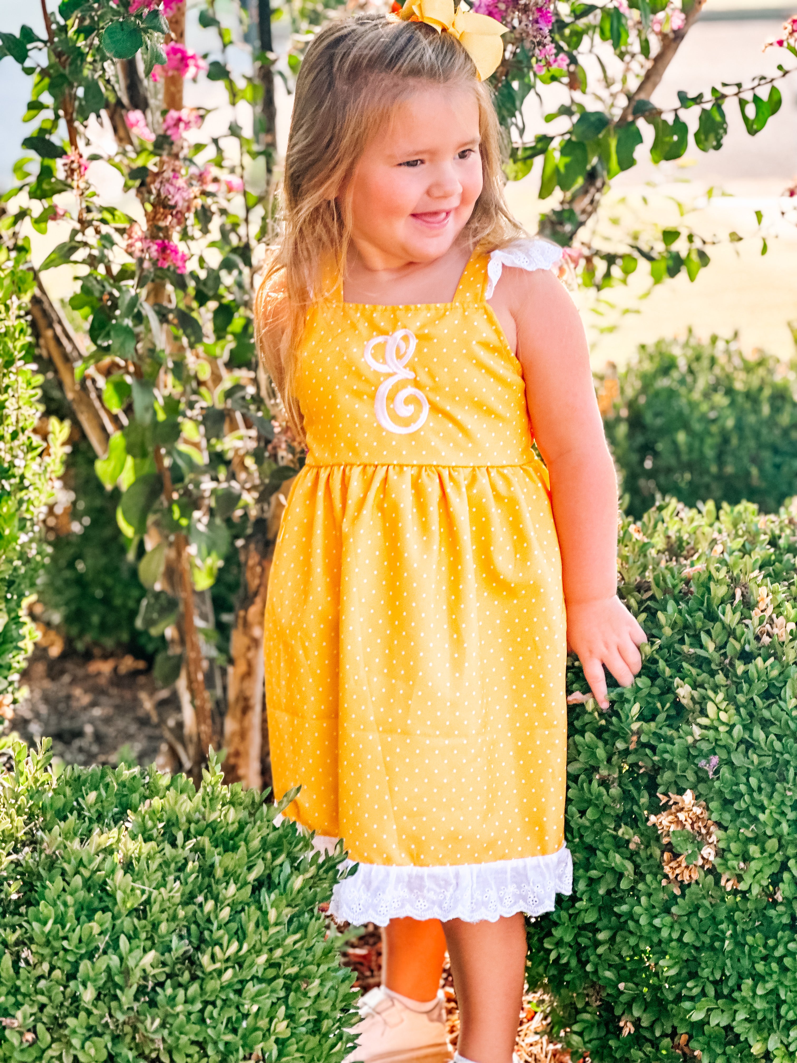 Sweet Yellow dot ruffle dress