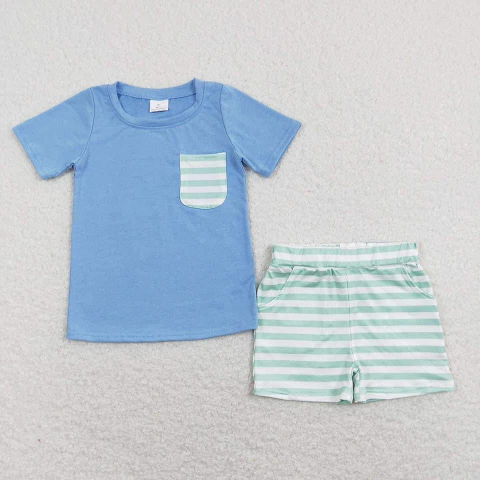 Blue stripe boy Short Set