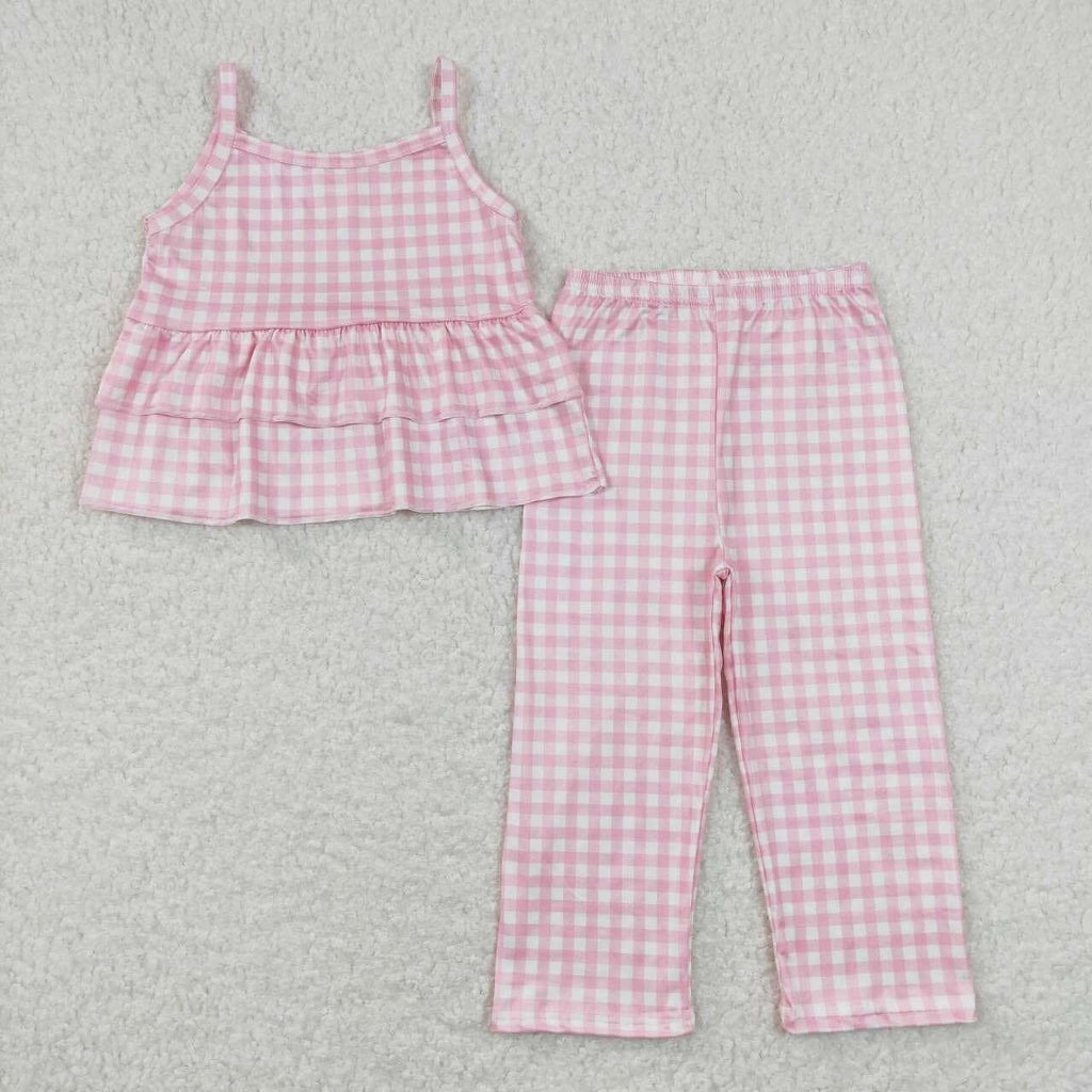 Pink ruffle gingham  outfit