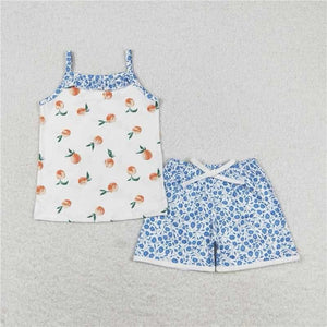 Blue peach short set