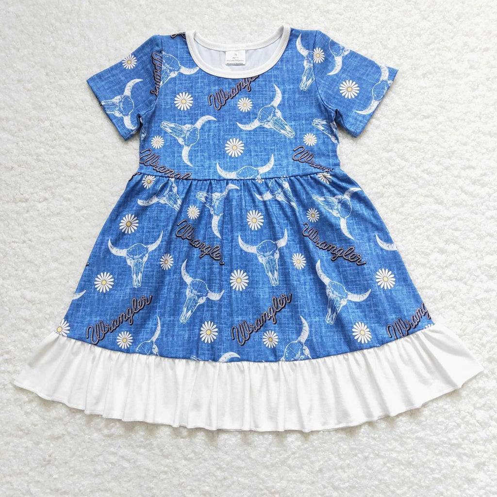 Blue bull ruffle dress