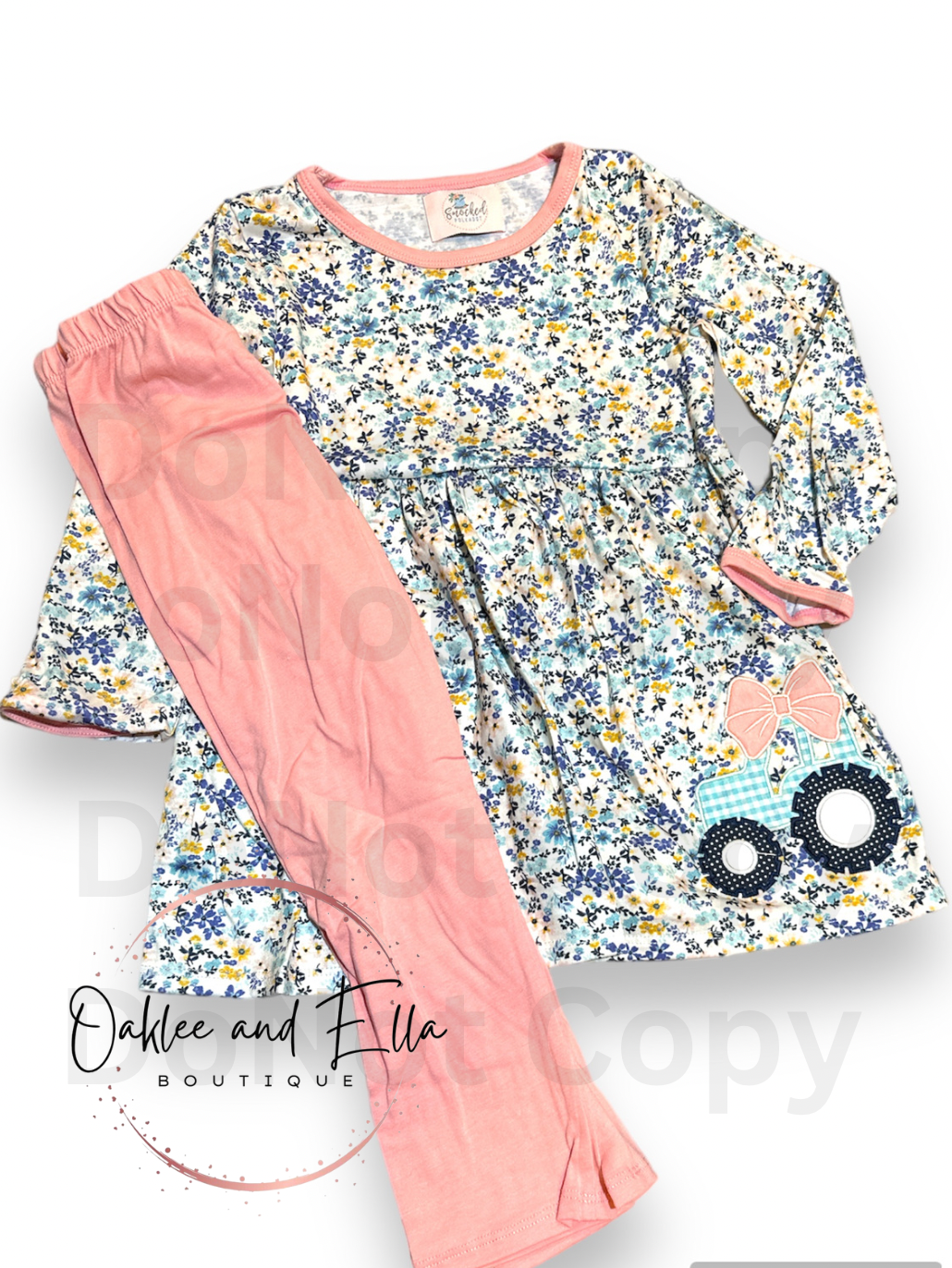 Pink floral tractor  sleeve- RTS