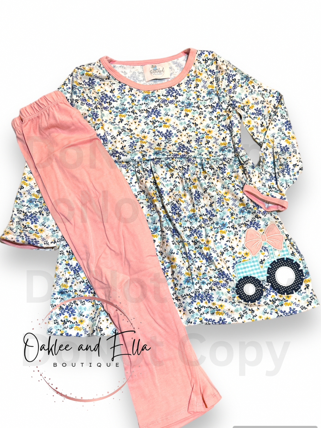 Pink floral tractor  sleeve- RTS