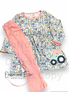 Pink floral tractor  sleeve- RTS