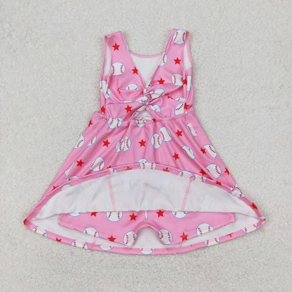 Pink baseball skort twist dress- yoga material
