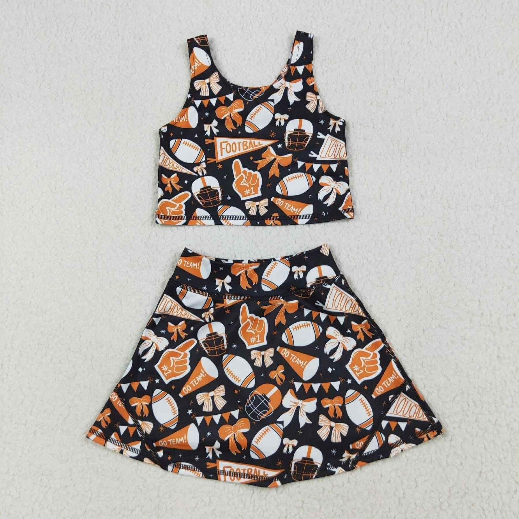 Orange and black team  yoga skort set