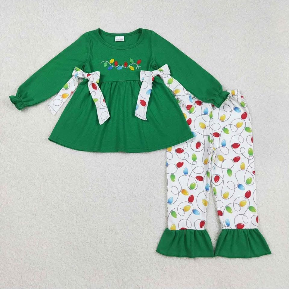 Green Christmas light ruffle set