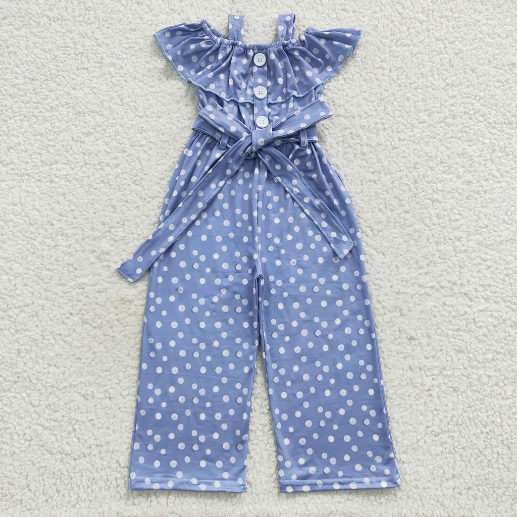 Blue polka dot romper