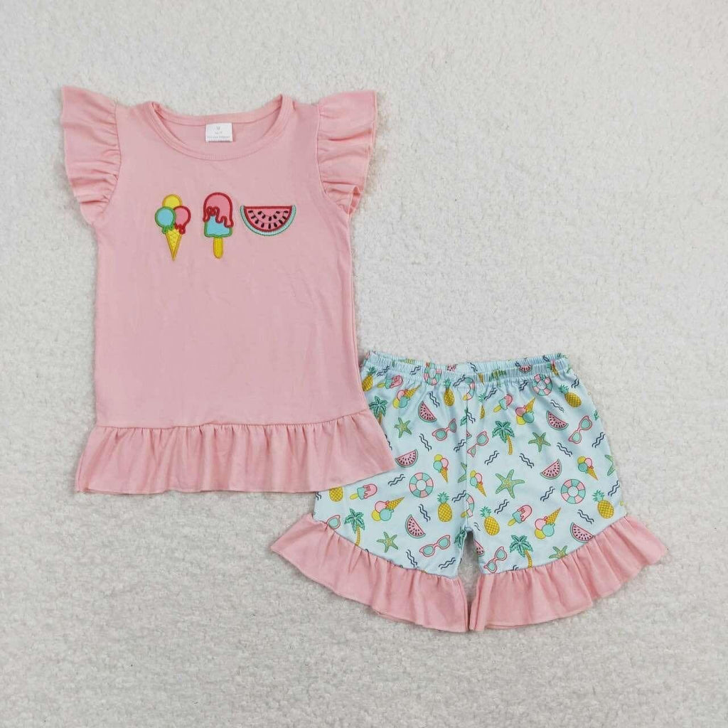 Summer sweets embroider girl Short Set