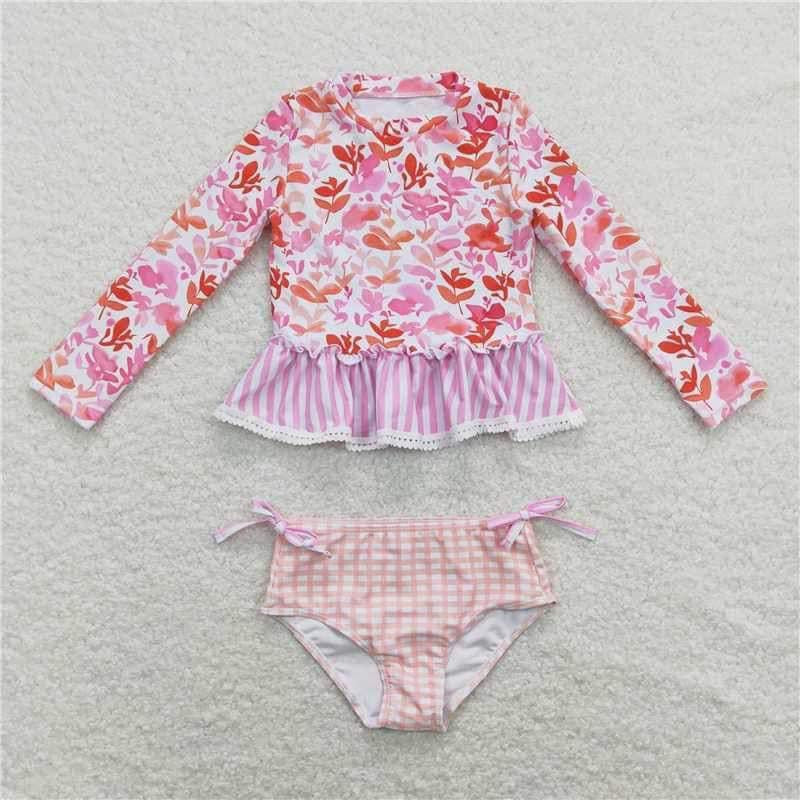 Floral gingham sweet swim Suit - Girls