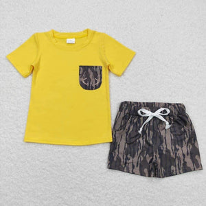 Yellow camo boy Short Set