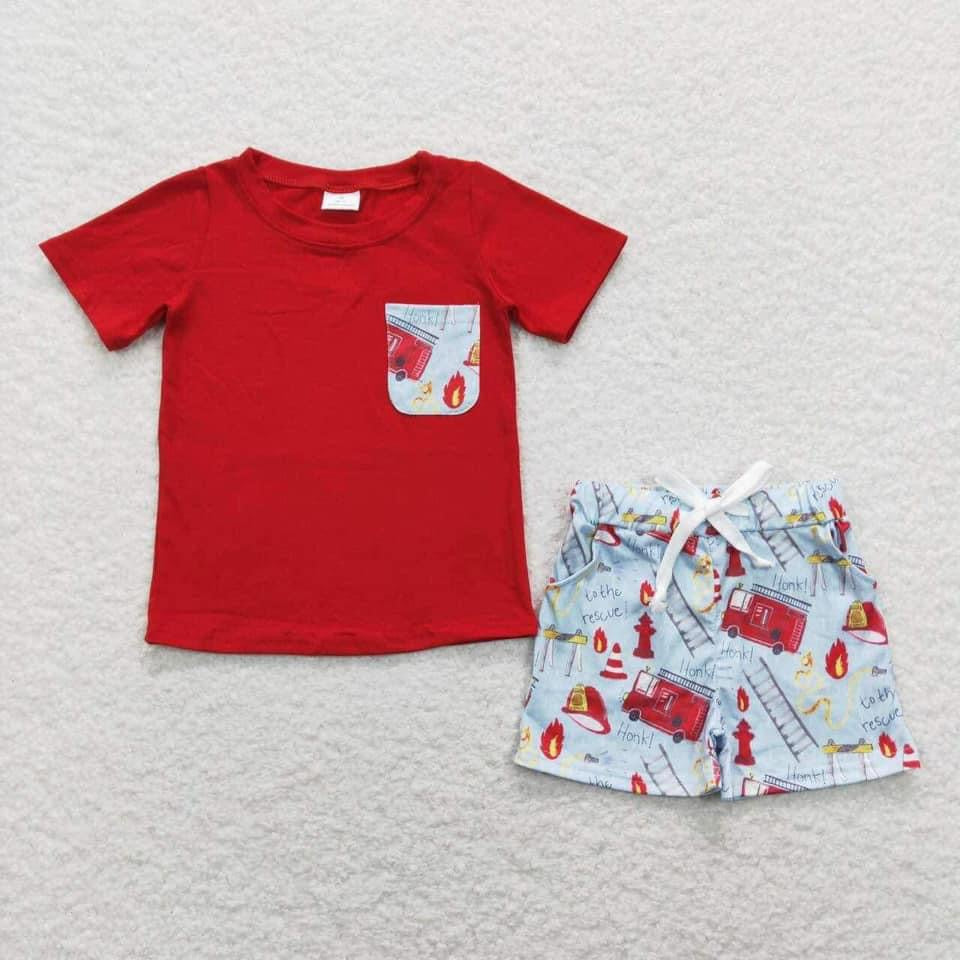 Fire truck  boy Short Set