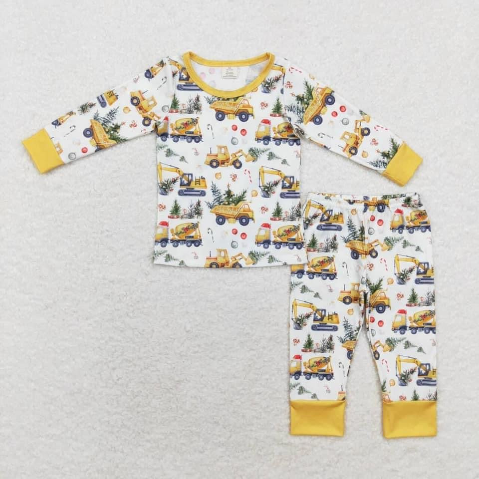 Construction christmas pajama 2pc long sleeve set