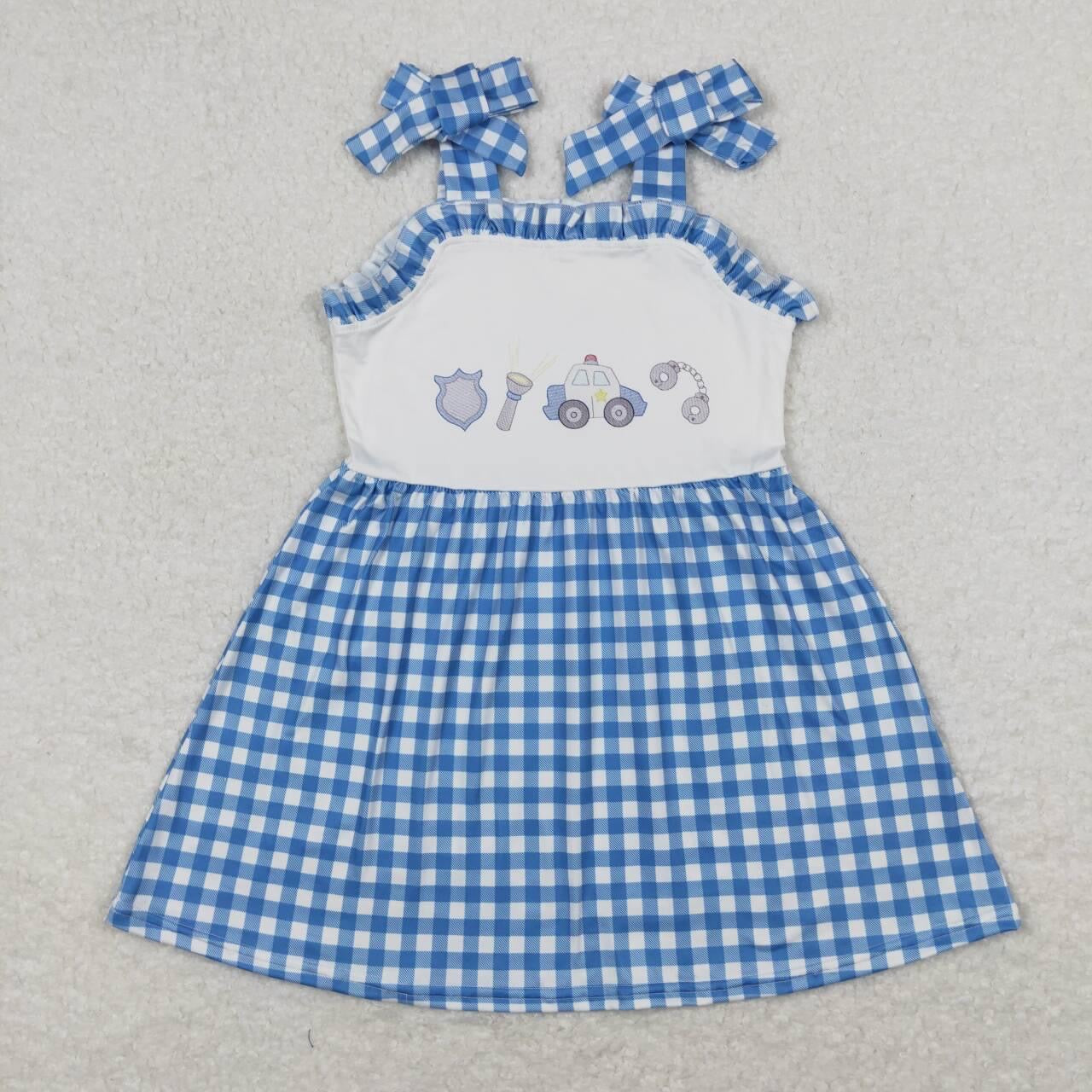 Blue check little Police gingham dress