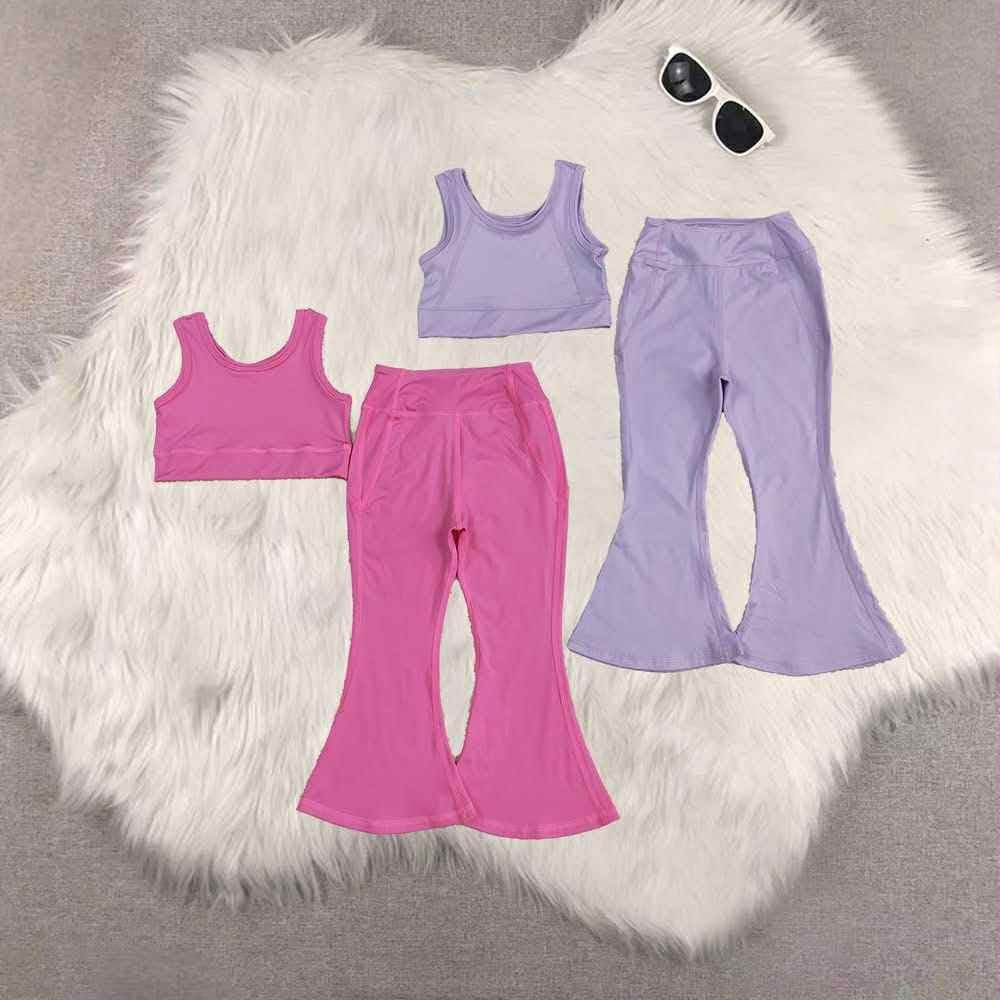 Pink tank yoga flare set