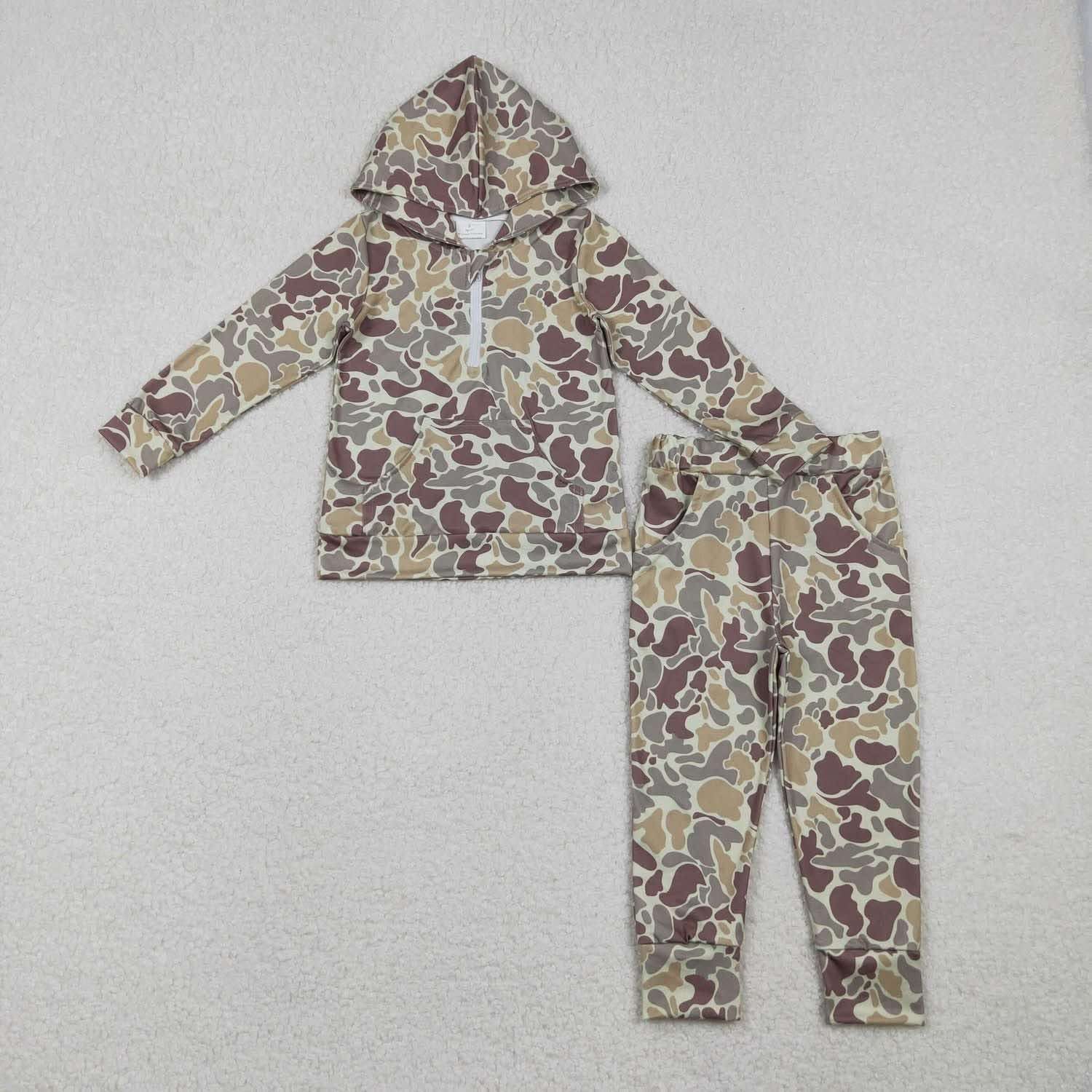 Camo zip hooded set