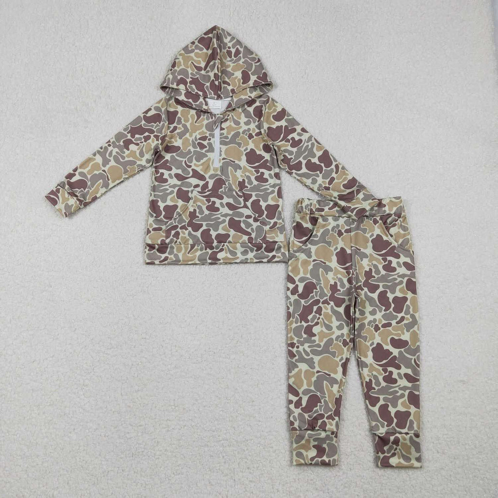 Camo zip hooded set