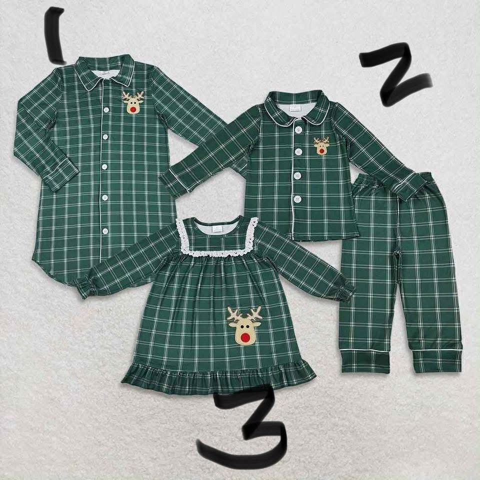 Green plaid reindeer nightgown