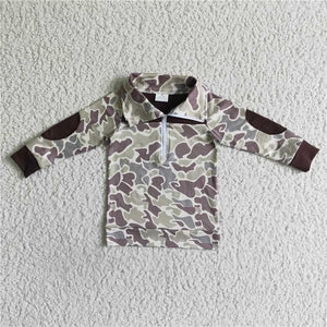 Camo zip pull over Shirt Only