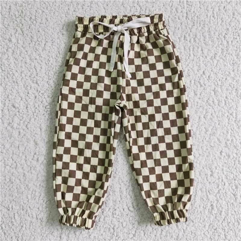 Brown check boy pants