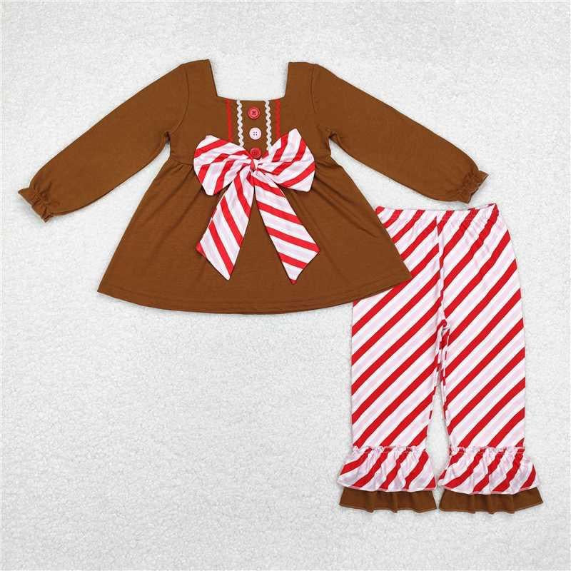 Gingerbread Bow ruffle legging Pants set