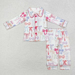 Lots of bows button pajama set