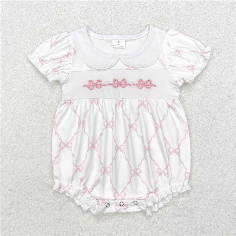Pink bows bubble romper