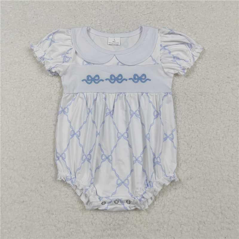 Blue bows bubble romper