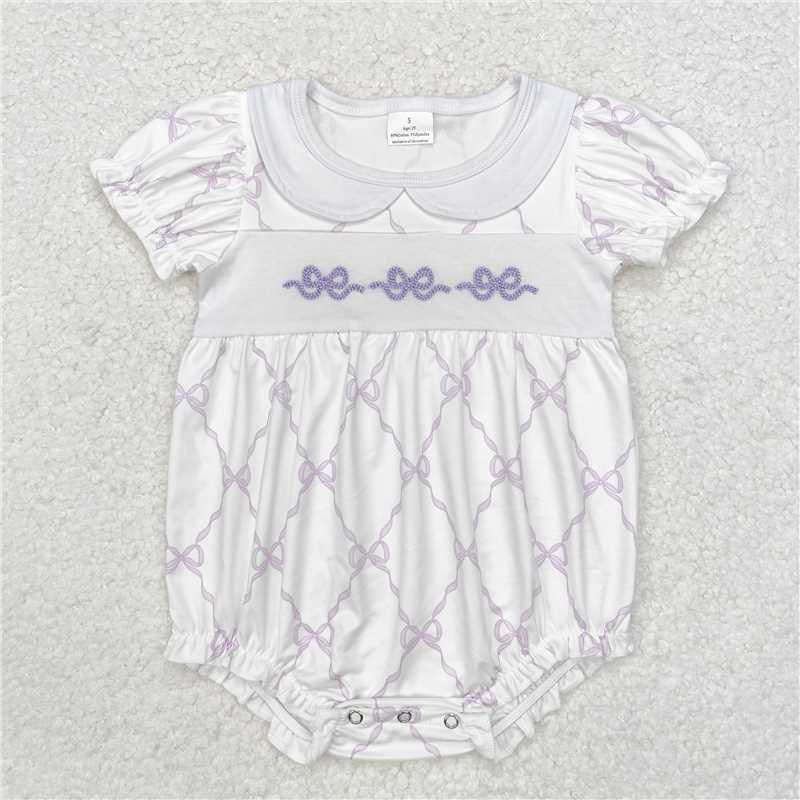 Purple bows bubble romper