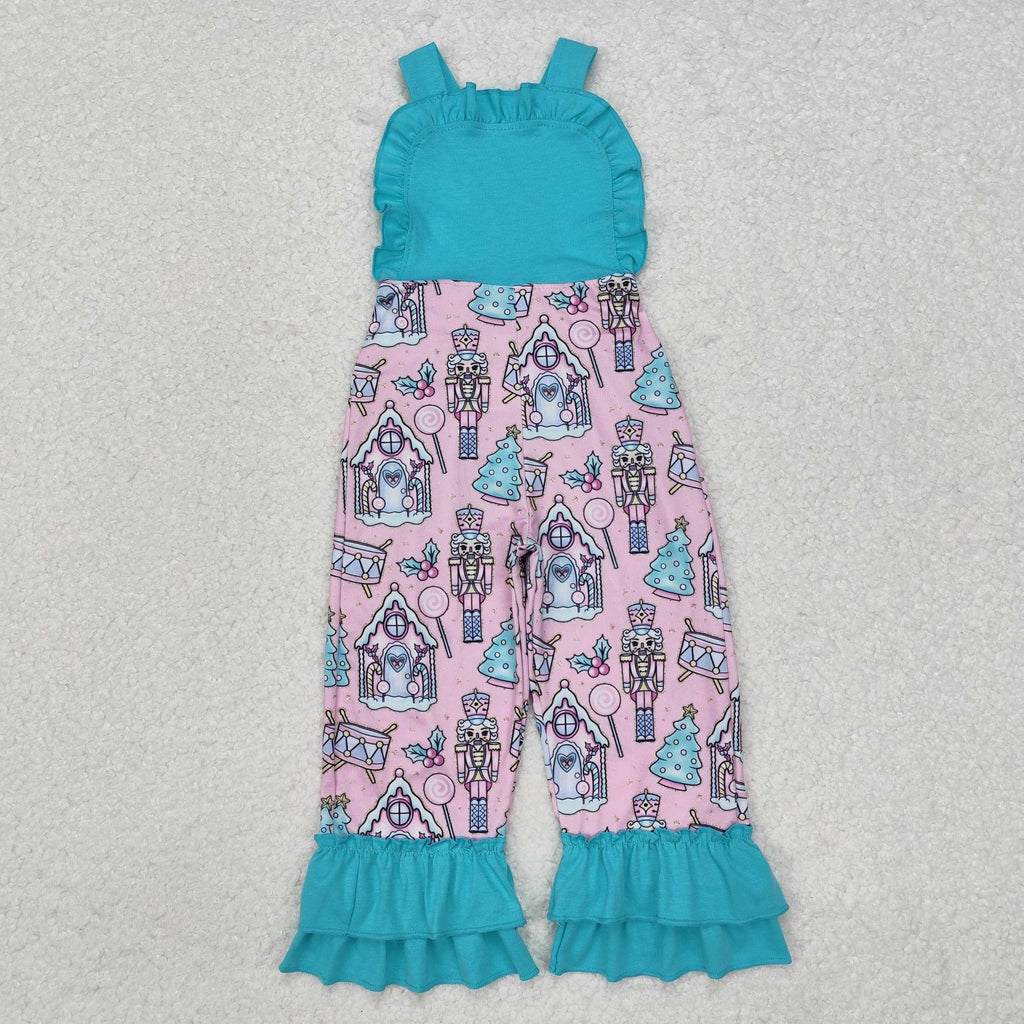 Pink teal nutcracker and gingerbread romper