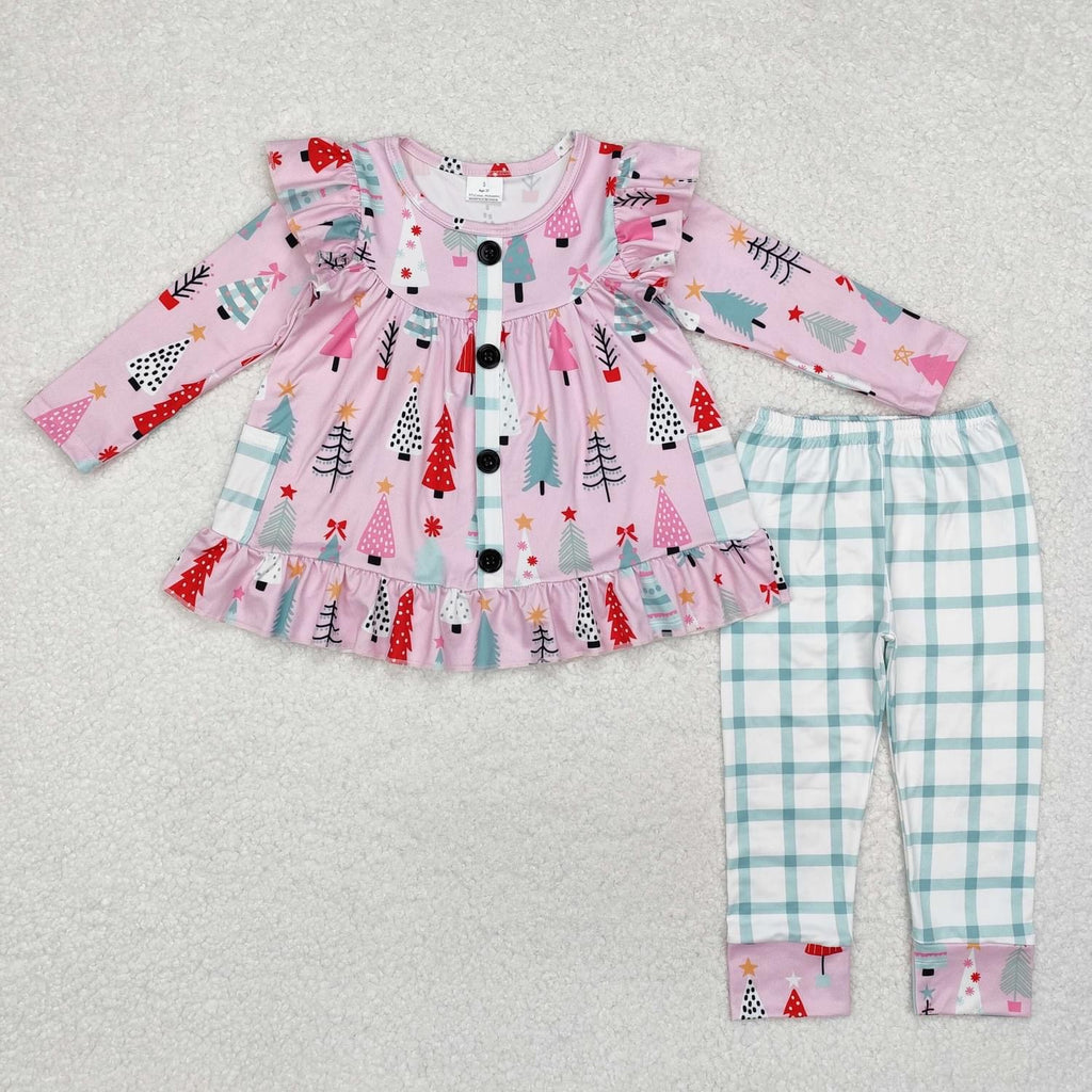 Pink trees ruffle legging Pants set