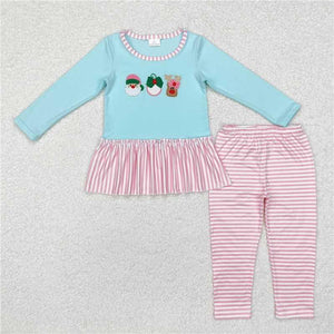 Pink and teal santa legging Pants set