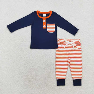 Navy and orange stripe jogger set