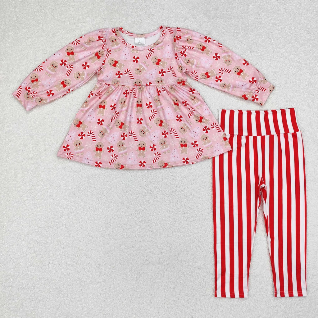 Pink gingerbread and stripe candycane legging Pants set