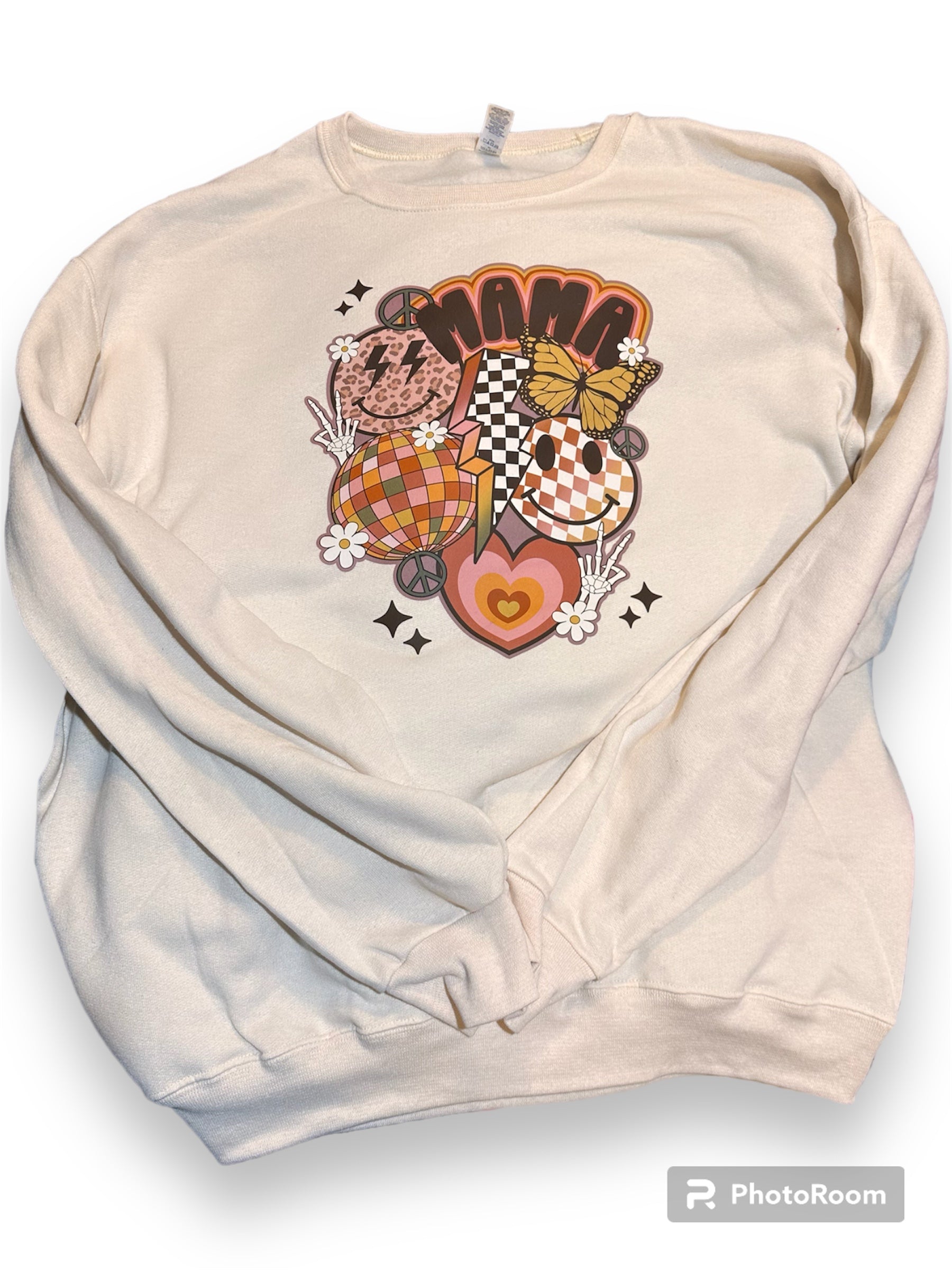 Retro Mama  Adult cream crew sweatshirt