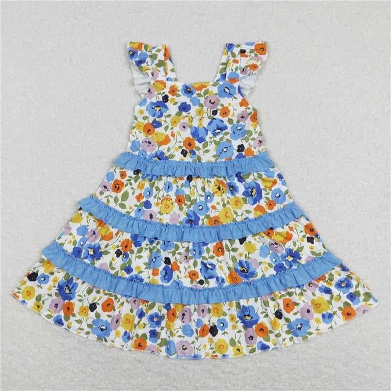 Blue floral ruffle dress
