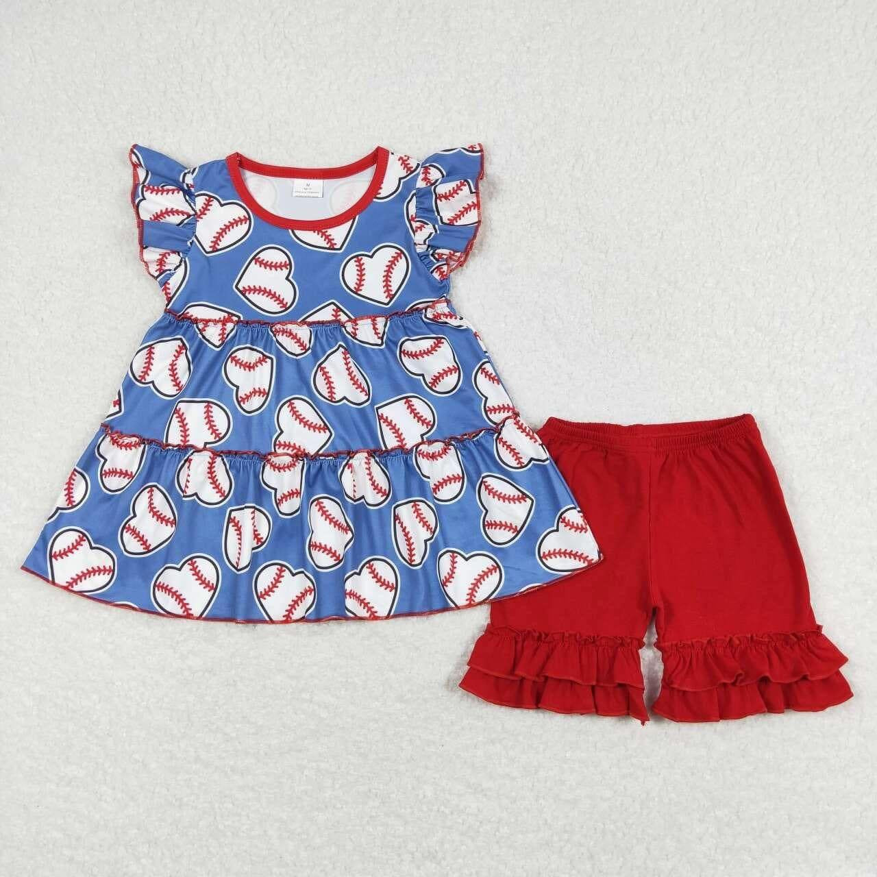 Baseball hearts Short Set