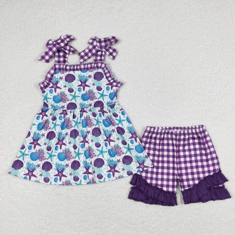 Purple sea shell Short Set