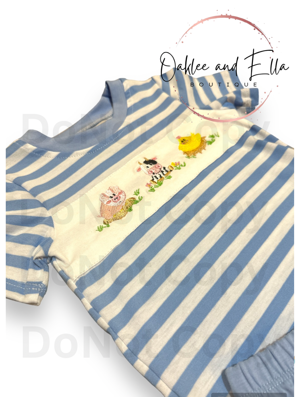 Blue cute farm embroidered set- RTS in stock